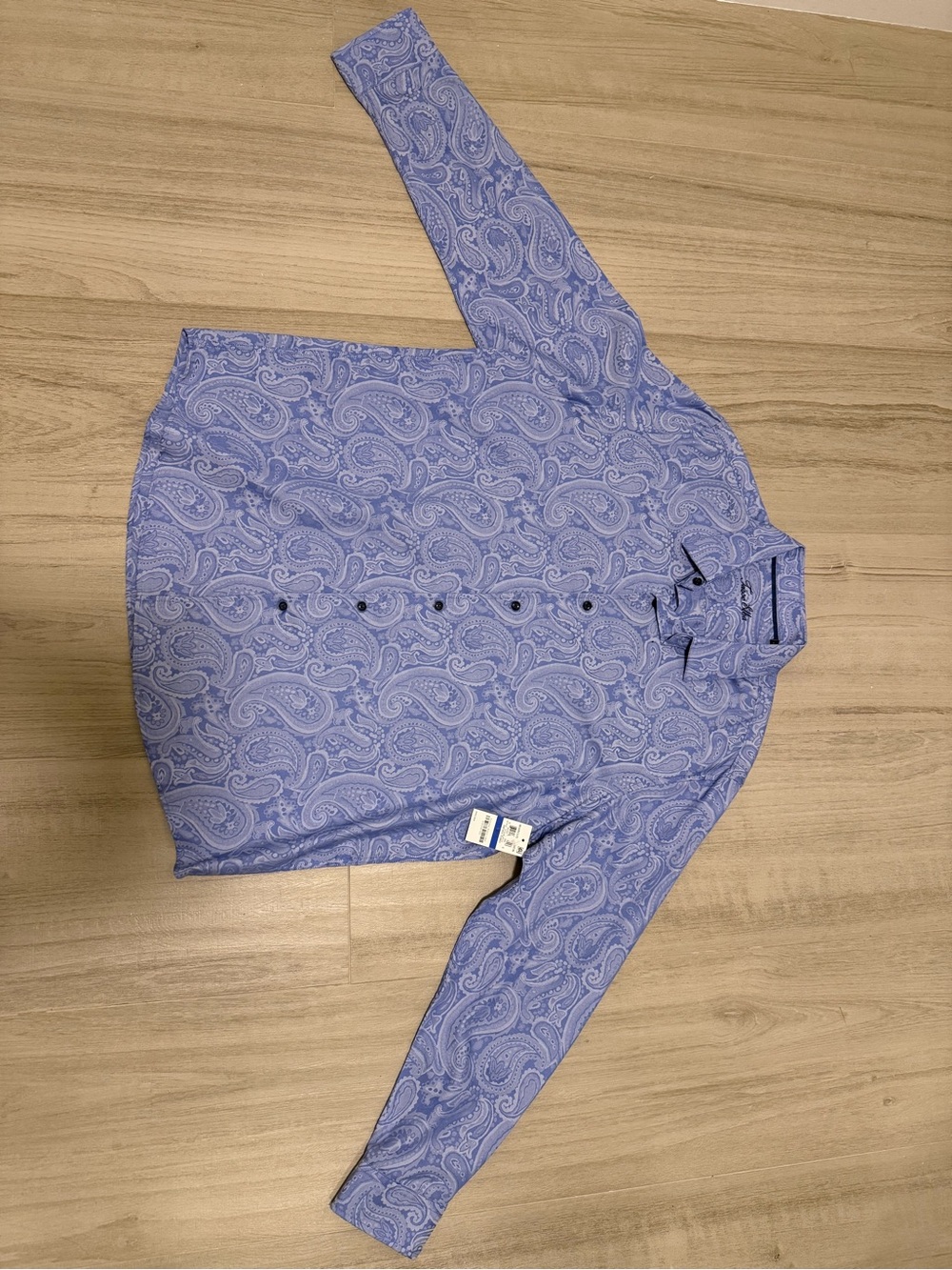 Tasso Elba Blue Paisley Long-Sleeve Dress Shirt